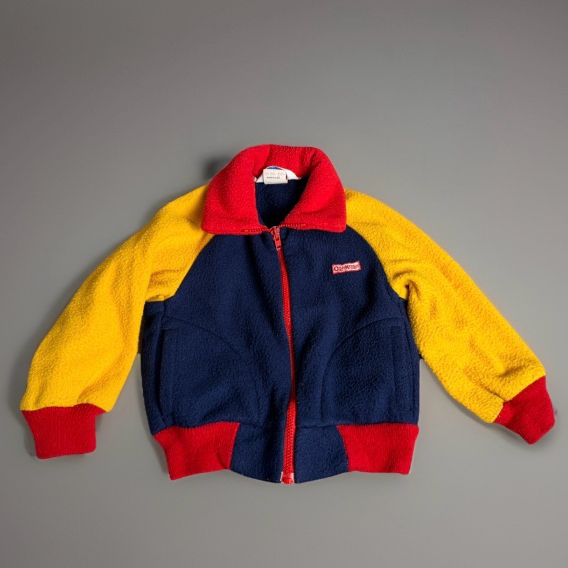 Vintage Oshkosh B’gosh Colorblock Fleece Jacket Size 4 Toddler Made In Usa